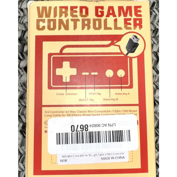 Nintendo Classic Mini NES Wired Game Controller Gray 10ft New - Picture 3 of 3